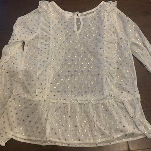Sheer white and gold long sleeve top NWT!